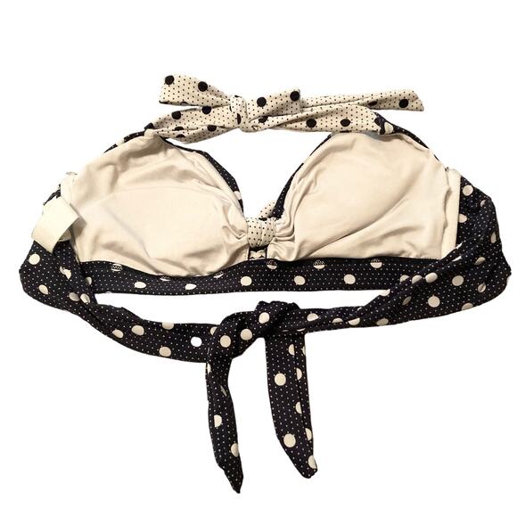 Crown & Ivy Navy Blue Polka Dot Bralette Bikini Top Medium Halter & Back Tie - Picture 3 of 11
